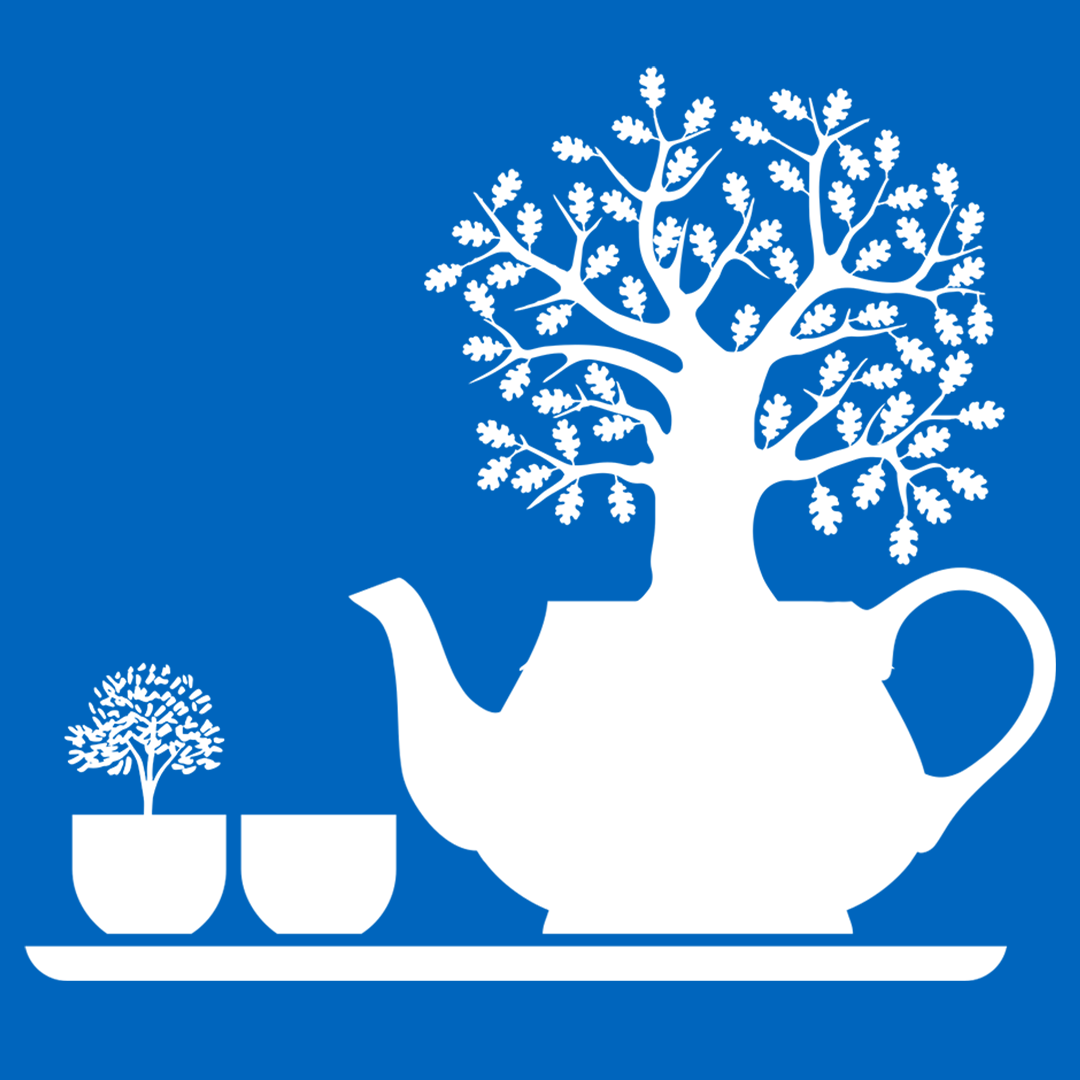 ITN tea and trees blue backdrop