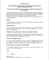 The Plant Health (Phytophthora pluvialis) (Scotland Demarcated Area No. 4) Notice